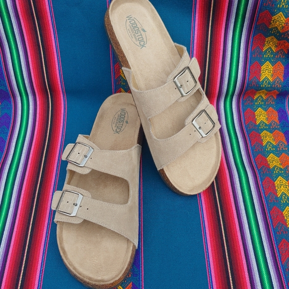 Woodstock Men's Vintage Brand NY Leather Cork Strap Sandals Tan size 11 - Picture 15 of 16